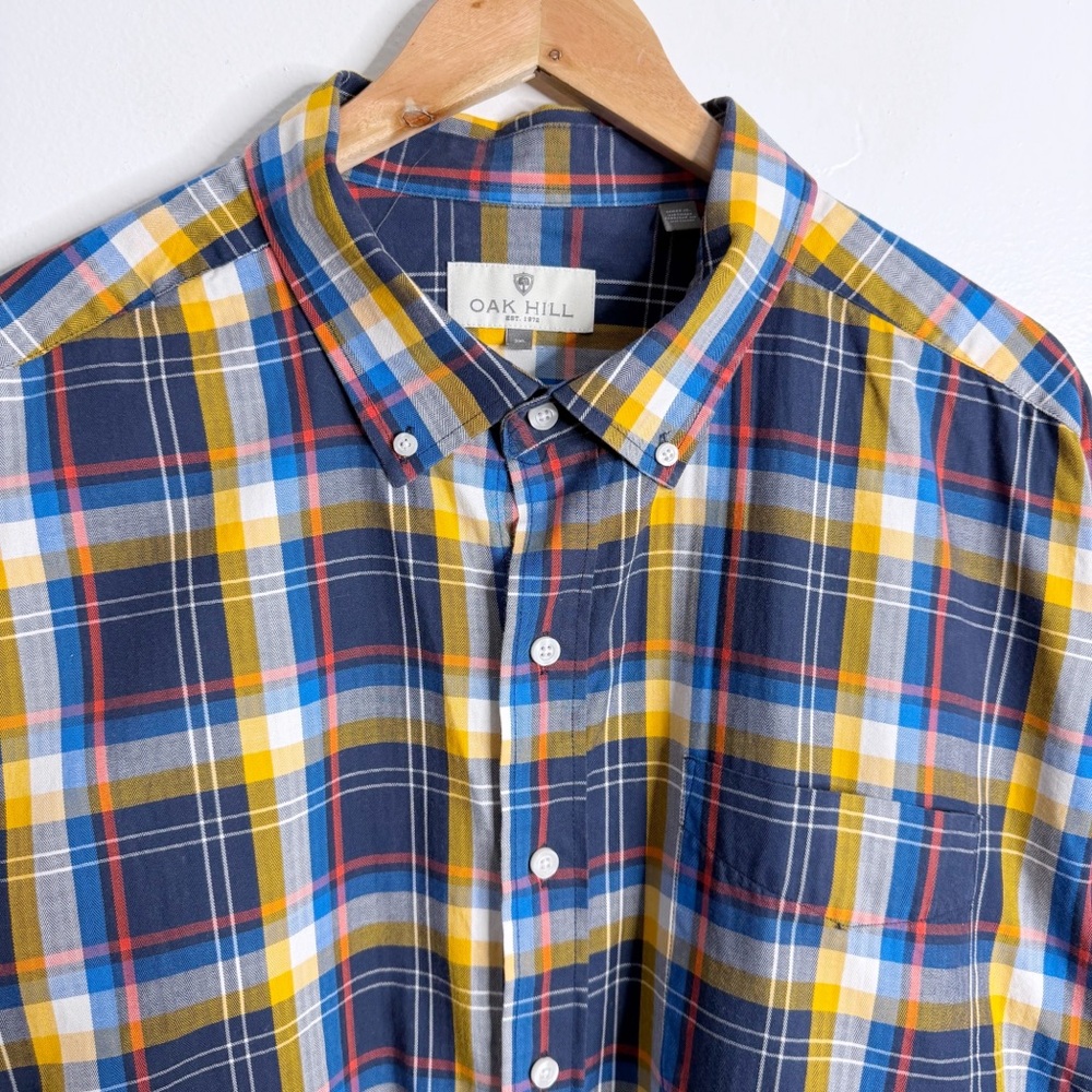 Oak Hill Men’s 2XL Plaid Button‎ Down Cotton Shirt Multicolor Long Sleeve Casual